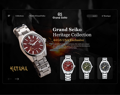 Ux|Ui Web Design Concept - Grand Seiko "Katana" design graphic design ui ux website