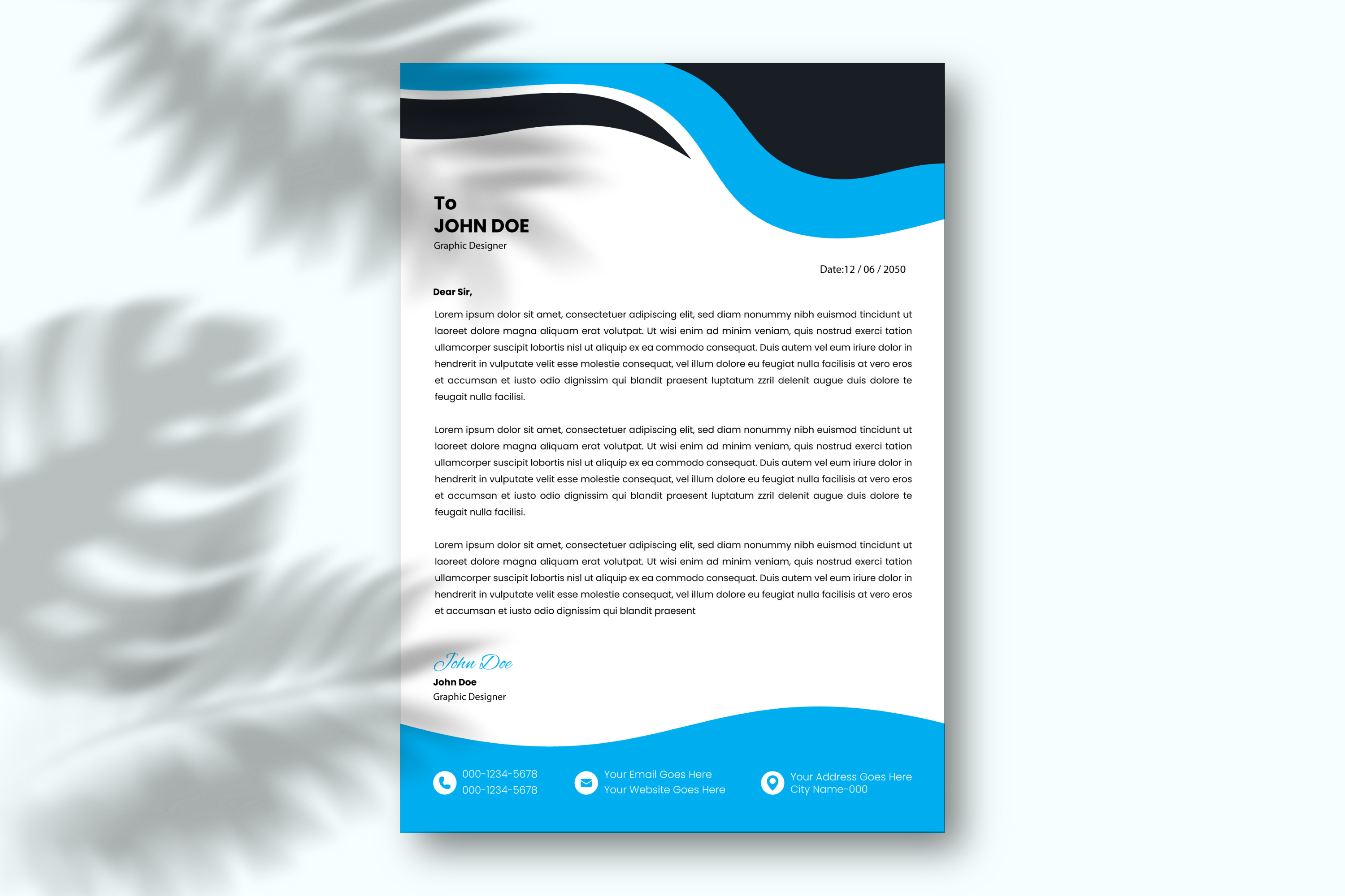 Minimal Letterhead Design adobe illustrator blue branding business corporate design creative design graphic design illustration letterhead logo minimal office premium vector