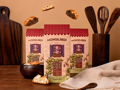 Mongilardi's Cantucci Biscuit Packaging Design biscuit box cantucci cantuccini cookie design embalagem food packaging package packaging scatola snack
