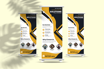 Rollup Banner Design For Consultancy Farm adobe illustrator black branding business consultancy creative design farm graphic design illustration logo rollup banner vector yellow