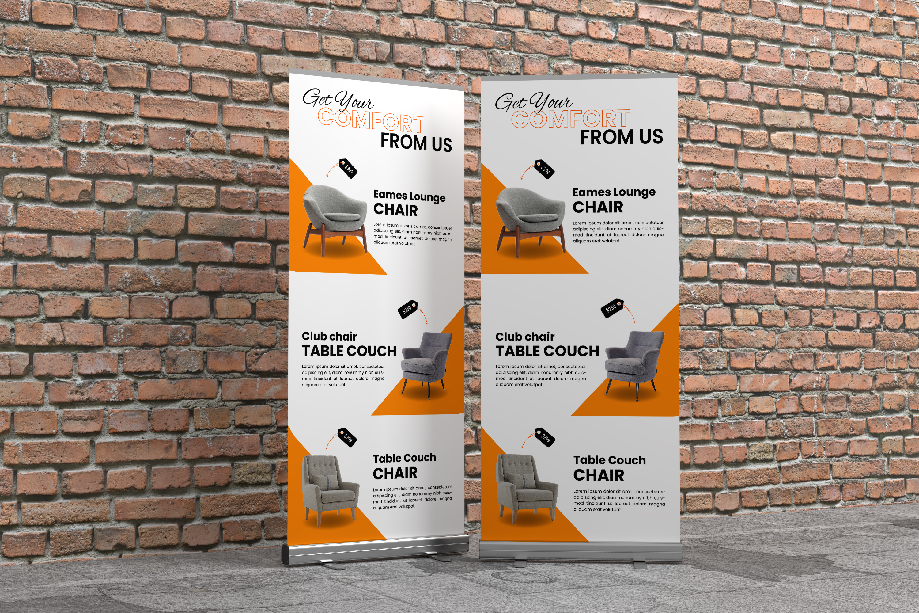 Promotional Rollup Banner Design For Furniture Company adobe illustrator ads banner branding business creative design graphic design illustration logo promotion rollup banner vector