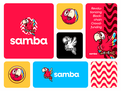 Samba Launchpad bird blockchain brand branding crypto cute illustration logo macaw rio samba token vector