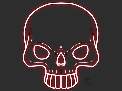 Calavera de neón rojo arte digital calavera design dibujo logo neón rubenvsvirus virusart21