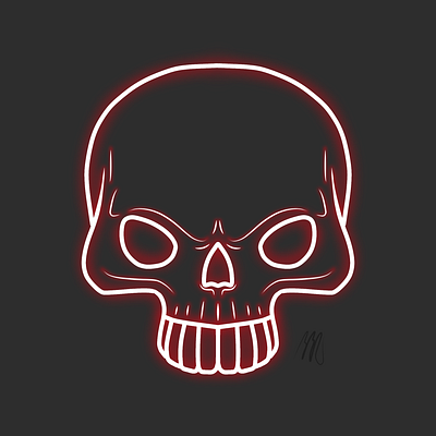 Calavera de neón rojo arte digital calavera design dibujo logo neón rubenvsvirus virusart21