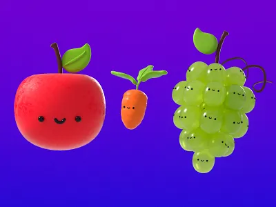 Baby carrot and friends 3d 3d illustration branding character design cinema 4d design illustration ilustracion kid