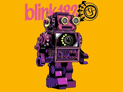 Blink-182 México Tour 2024 blink 182 cartoon character design graphic design illustration machine mexico poster robot vector