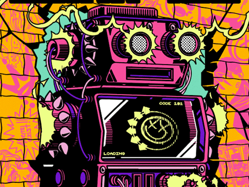 Blink-182 México Tour 2024 blink 182 cartoon character design graphic design illustration machine mexico poster robot vector