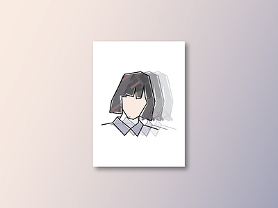 22.2.1 face girl illustration line minimal modern modern art print shadow vector