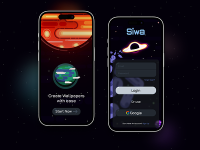 Mobile App - Login | Space Wallpaper Creator android app login create account dark mode design graphic design illustration interface ios login minimal mobile mobile app mobile login modern modern login space top mobile app uiux wallpaper