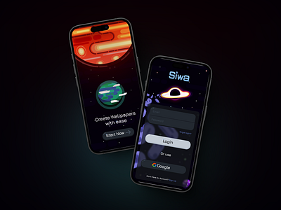 Mobile App - Login | Space Wallpaper Creator android app login create account dark mode design graphic design illustration interface ios login minimal mobile mobile app mobile login modern modern login space top mobile app uiux wallpaper