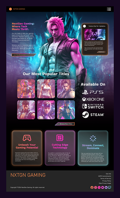 NextGen Gaming | Website Concept gaming gaming website graphic design landing page design ui design uiux ux design website design
