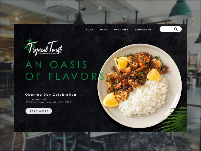 Example of Tropical Twist / Restaurant Web Design