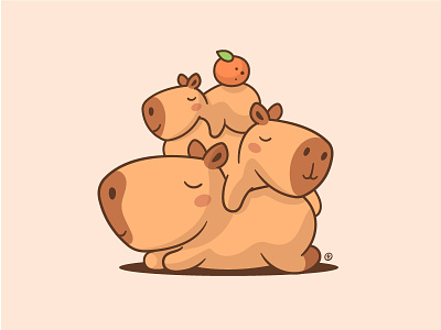Stack of Capybaras adorable animals capybara cartoon cute funny illustration kawaii stack tower tshirt vector