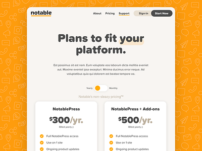 NotablePress Pricing Page design ui ux website wordpress