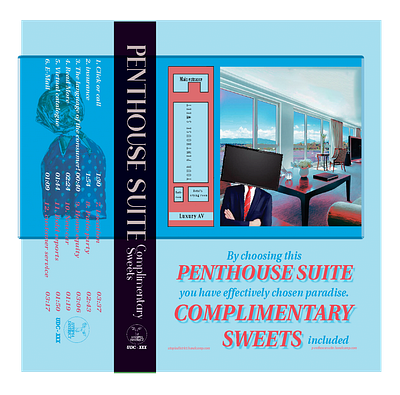Cover art for Penthouse Suite's Complimentary Sweets cassette. design graphic design illustration music