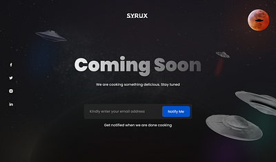 Coming Soon Landing Page branding coming soon galaxy landing page launch productdesign soon space start ui uidesign uiux