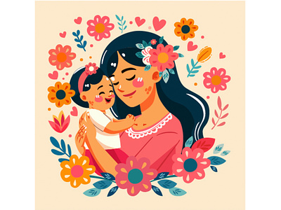 Hand Drawn Mothers Day Illustration care celebration child daughter day diversity family female flower happy holiday illustration love mama mom mommy mother parent relationship woman