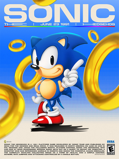 sonic the hedgehog POSTER artwork design graphic design halftone moire pattern poster sonic videogame