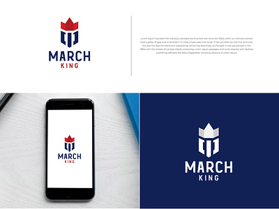 March king logo design. M Maple leaf logo with crown style. beauti crown graphic design king leaf logo m letter stylish logo m maple maple leaf march king minimalist nature