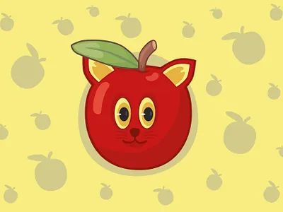A Cute Apple Cat animation apple cartoon cat design fruit illustration vector