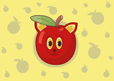 A Cute Apple Cat animation apple cartoon cat design fruit illustration vector