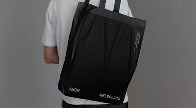 Arch Melbourne branding collateral graphic design logo merchandise stationery tote bag