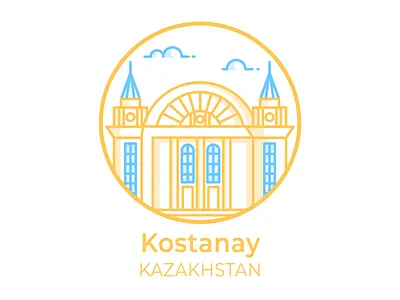 Kostanay city icon design affinity designer badge building city flat design icon illustration kazakhstan logo vector