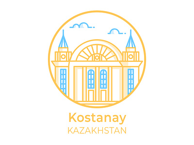 Kostanay city icon design affinity designer badge building city flat design icon illustration kazakhstan logo vector