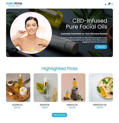 Facial Oils Website UI Design ecommerce store ecommerce web design facial oils website landing page online store ui design website design