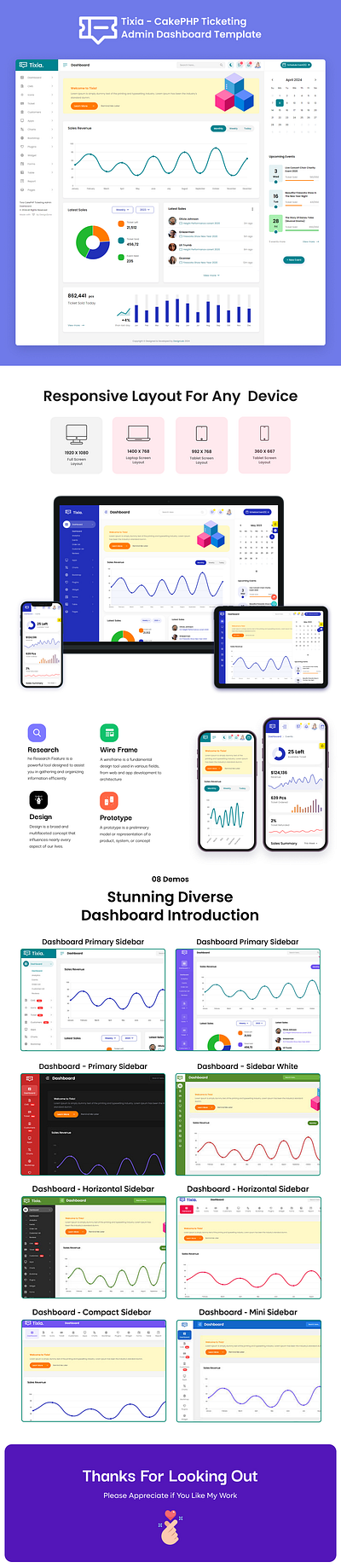 Tixia - CakePHP Ticketing Admin Dashboard Template branding cake php framework creative design dribbble post illustration insta post logo product design social media marketing template templates ui uiux user experience user interface web design website