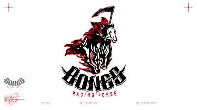 BONES RACING HORSE WITH LETTERING CUSTOME animal art bone branding custome design graphic graphic design grim horse illustration lettering logo rscing horse skeleton skull vector