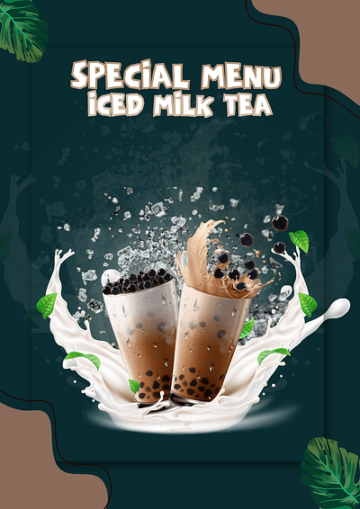 Special Menu Iced Milk Tea branding graphic design logo