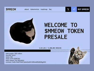 $MMEOW MEME COIN blockchain cat cryptocurrency doge meme meme design meme token meme website memecoin pepe presale token trend ui