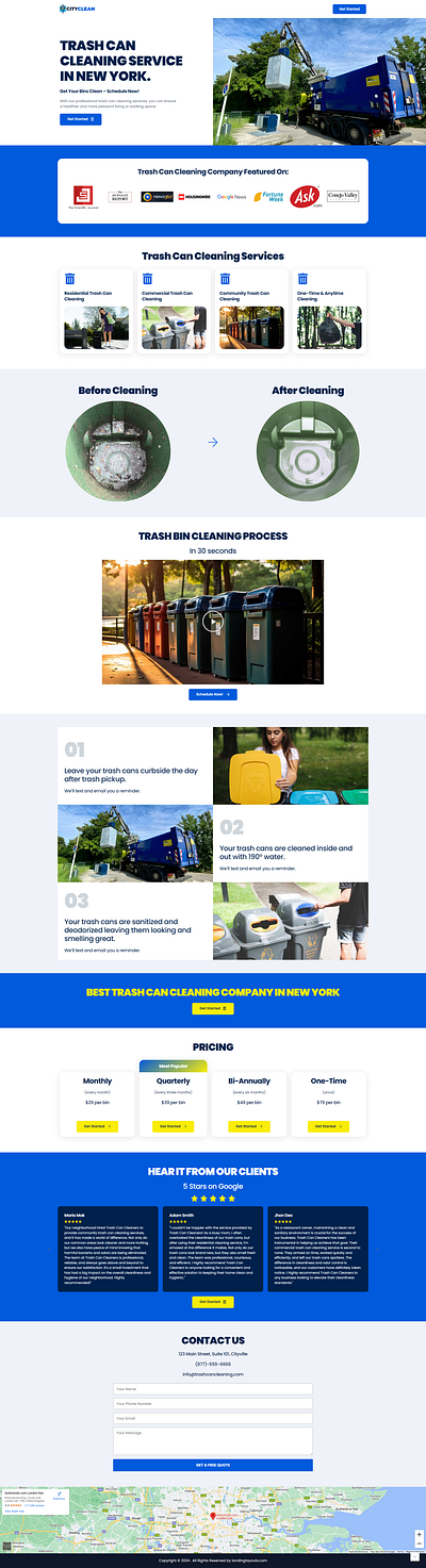 Superior Trash Can Cleaning Services Lead Generation Landing Pag design landing page lead generation template trash can cleaning wordpress
