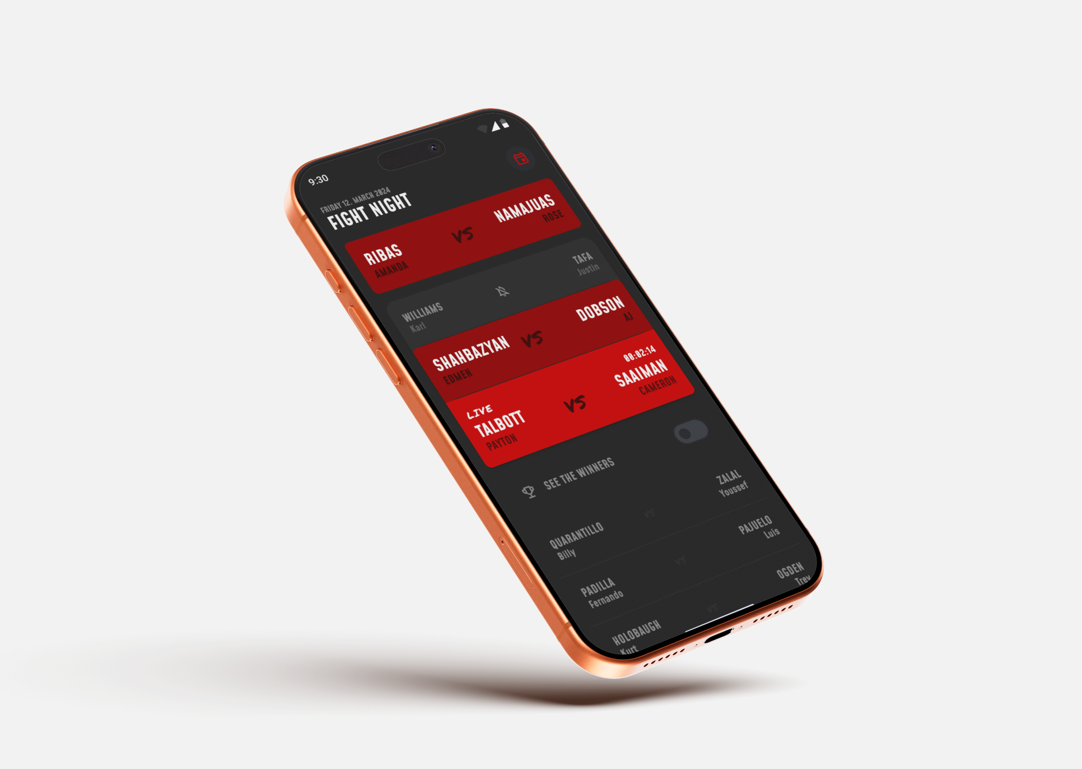 Fight Alarm alarm app design fight mobile ufc ui