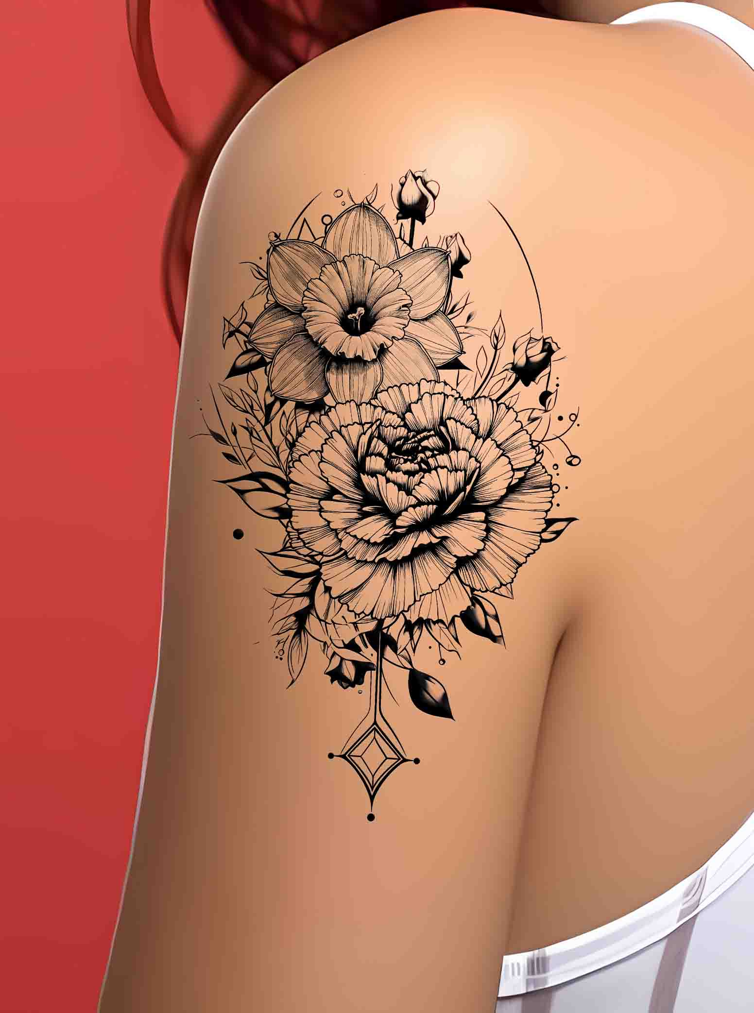 Carnation and Daffodil Tattoo Birth Flower Tattoo by Birth Flower