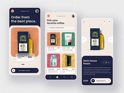 Your Mobile Coffee Paradise ☕📱 app beans branding cappuccino clean coffee coffee shop creative delivery design ecommerce food app ui ios app map minimal mobile design modern porduct design restaurant ui ux