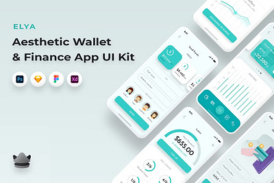 Elya - Wallet & Finance App UI Kit app bitcoin budget contacts funds interface invest ios kit mobile money pay with app pay with mobile scan send money transactions ui ux wallet