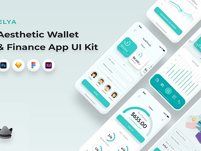 Elya Wallet & Finance App UI Kit app bitcoin budget contacts funds interface invest ios kit mobile money pay with app pay with mobile scan send money transactions ui ux wallet