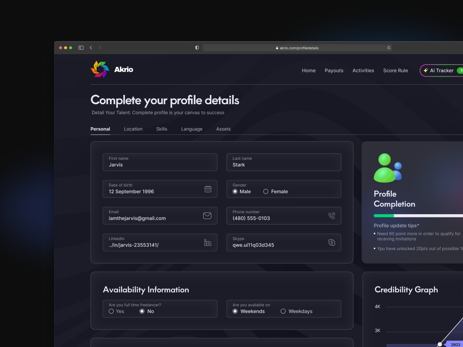 Complete Profile 3d icon black screen website complete profile dark mode dark theme dark web screen dark website input field profile creation profile creation screen text field user user profile user text web app dark mode