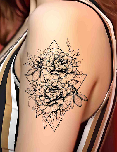 Carnation and Snowdrop Tattoo - Birth flower Tattoo graphic design ornamental tattoo