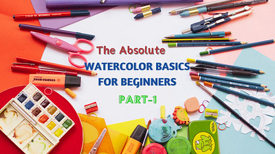 You tube Thumbnail for Watercolor basics for beginners. graphic design