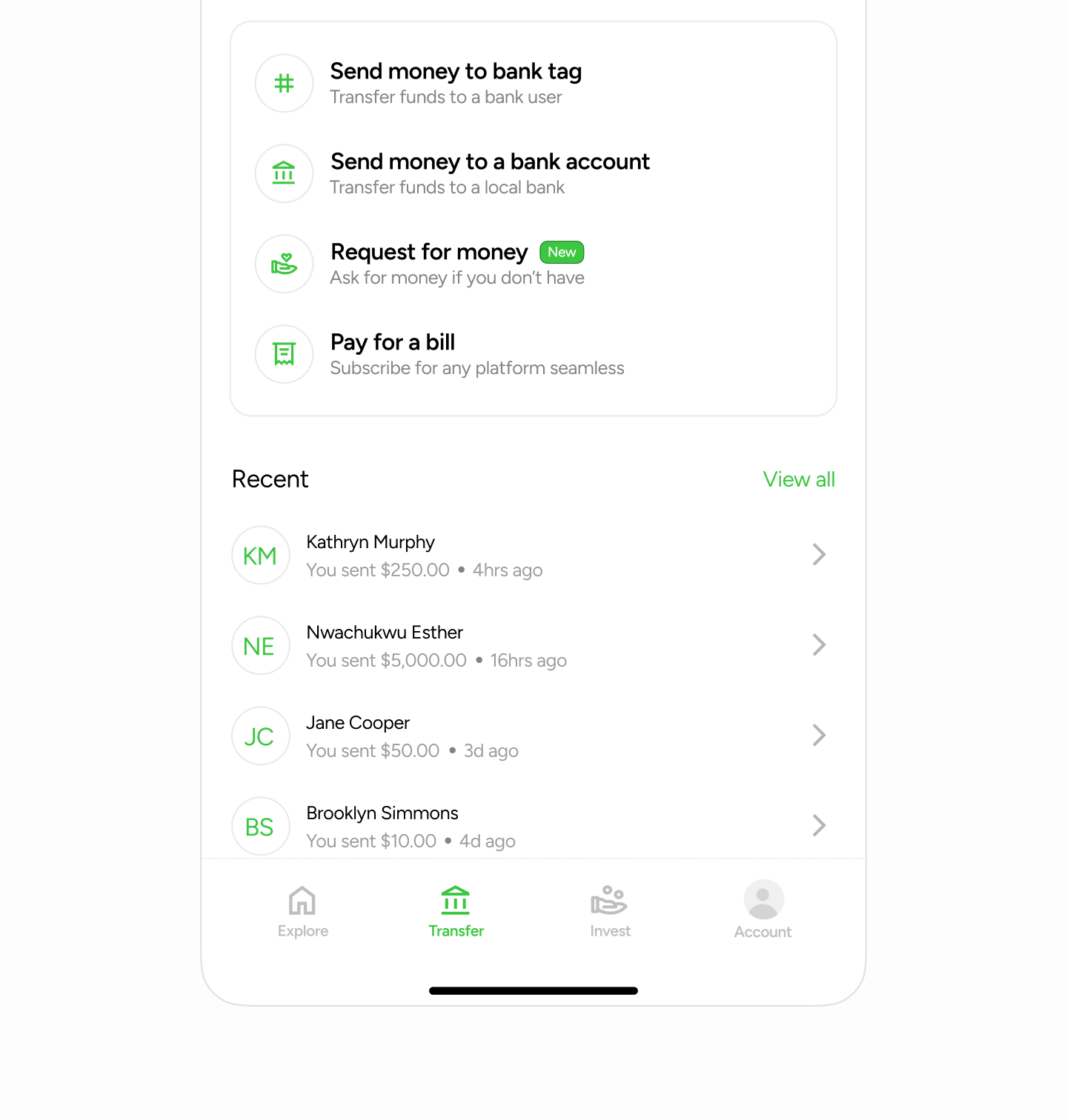 Transfer screen for a fintech app ✨ app design fintech illustration inspiration mobile app shots ui