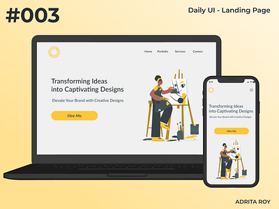 Daily UI 003 - Landing Page dailychallenge dailyui design designprocess designthinking desktop figma landing page mobile mobile app portfolio prototype responsive design ui ux web