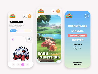 Saku Momns branding colorfull digital design fun monsters pixel art pokemon ui ux webdesign website