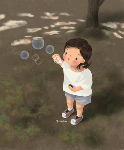 jiwoo - bubbles charactor drawing illustration