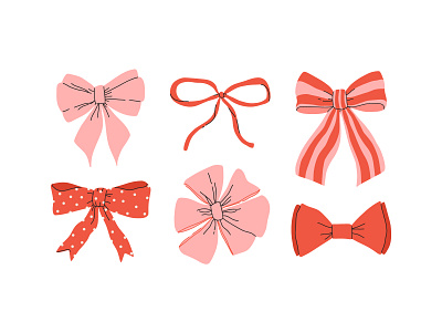 Bow knots accessory bow cartoon concept design flat hair illustration knots present ribbon vector