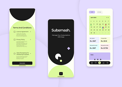 Subsmash - A Subscription Tracking App app branding design logo modern ui user design ux web design