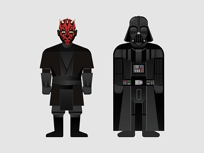 Maul and Vader black character darth maul darth vader design digital disney editorial front icon illustration infographic minimal pop culture sci fi star wars vector