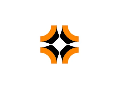 Random logo concept flat 3d logo orange and black